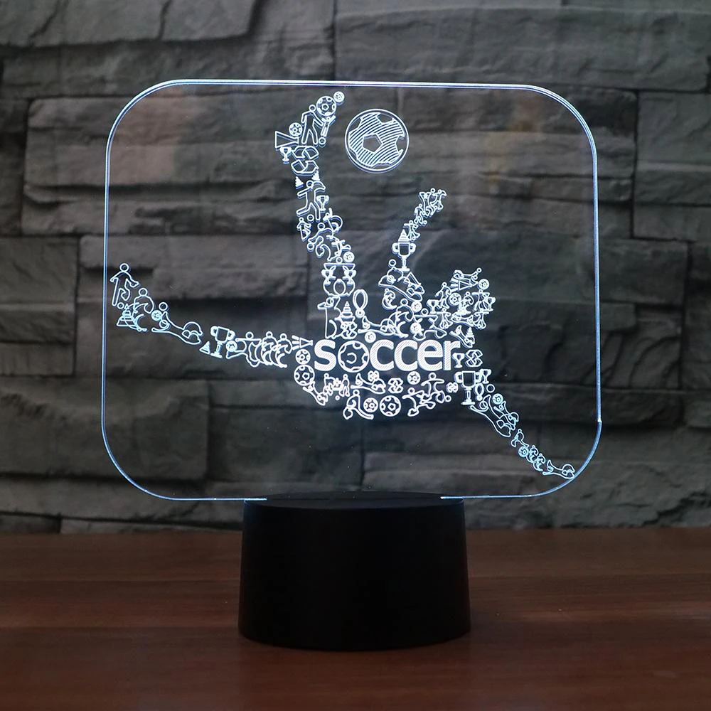 Игровой футбол 3D LED ночник 7 цветов Изменение USB настольная лампа иллюзия детский