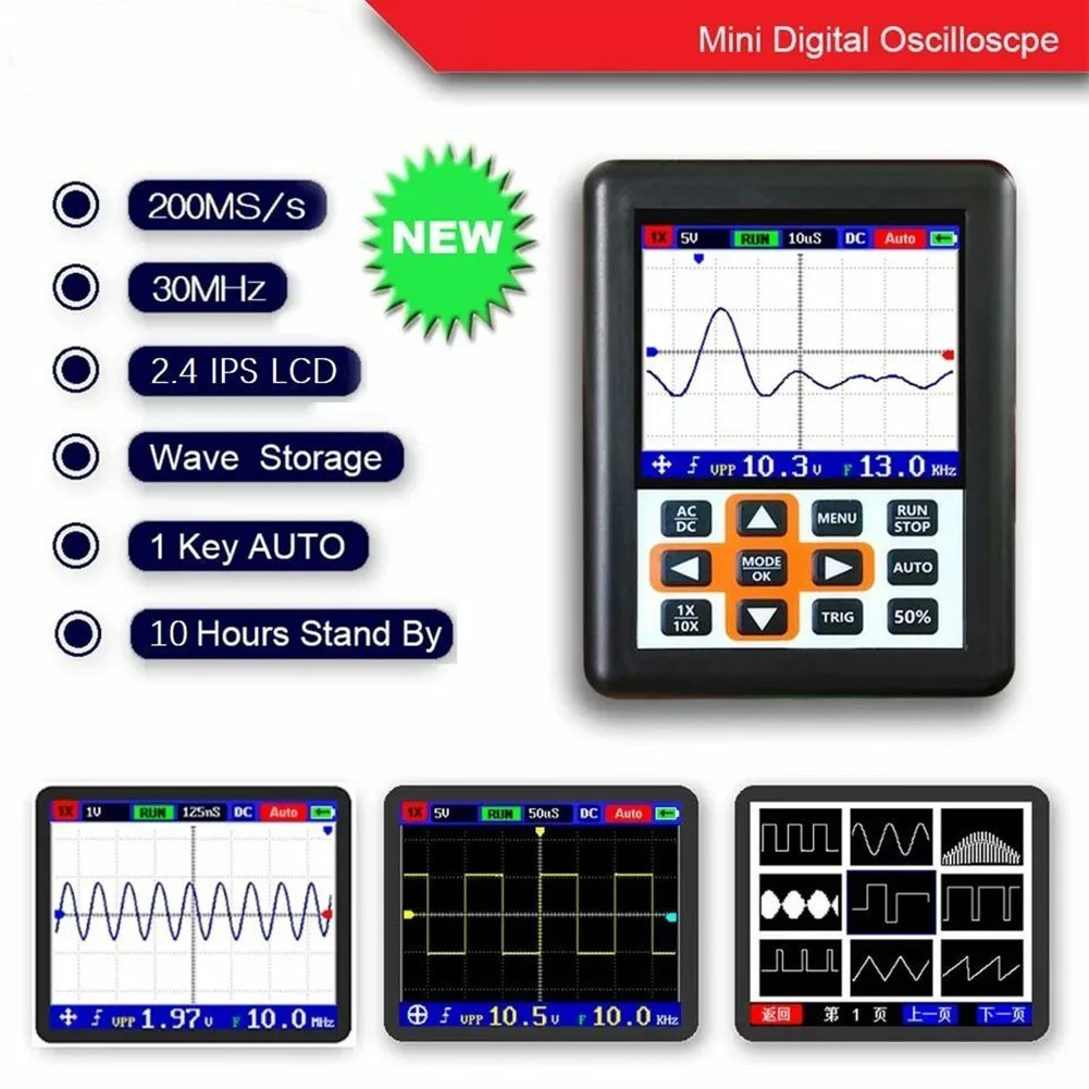 

DSO-FNIRSI 30MHz Bandwidth Oscilloscope Handheld Portable Stable Digital Display Tools Repair Multi Function Mini 200MSa/s