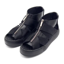 Высококачественные летние мужские сандалии-гладиаторы на молнии в римском стиле с открытым носком; обувь для отдыха