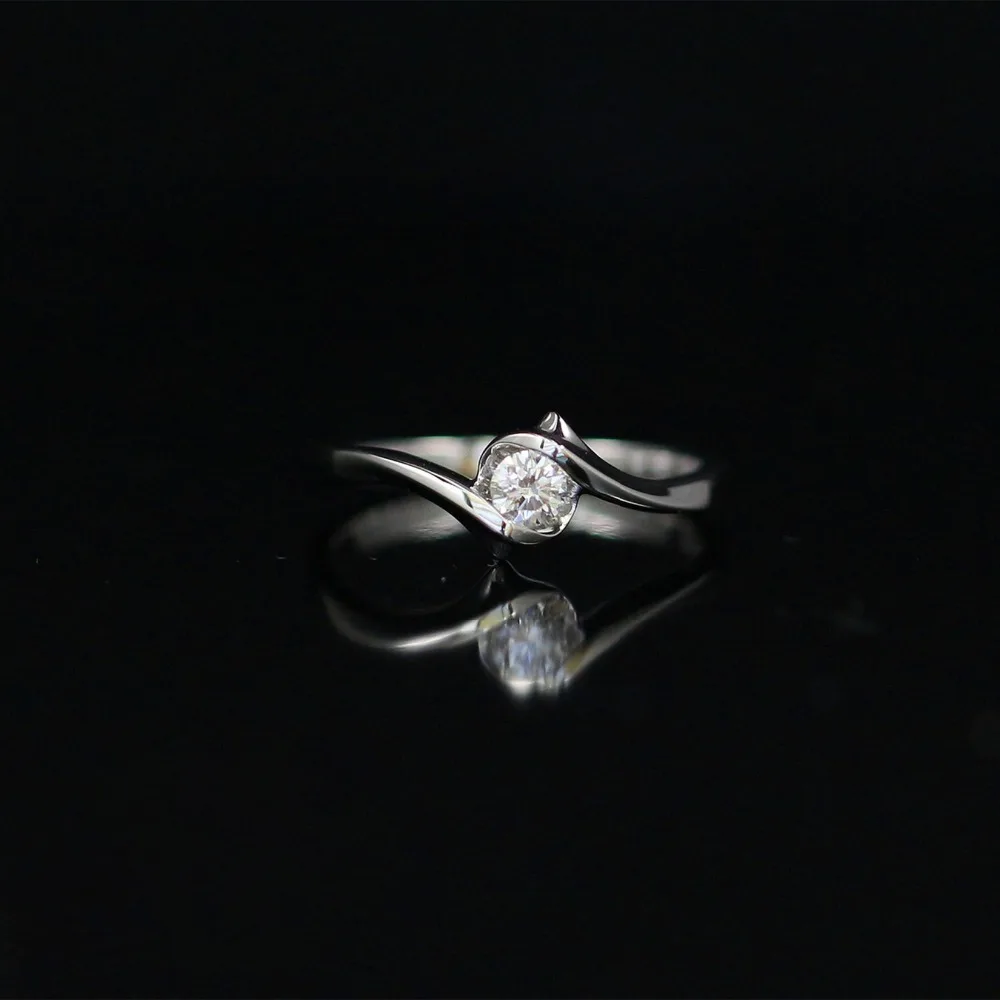 

LASAMERO 0.184 CT FG/SI Round Cut Modern Design Natural Diamond Ring For Women 18k White Gold Certified Engagement Wedding Ring