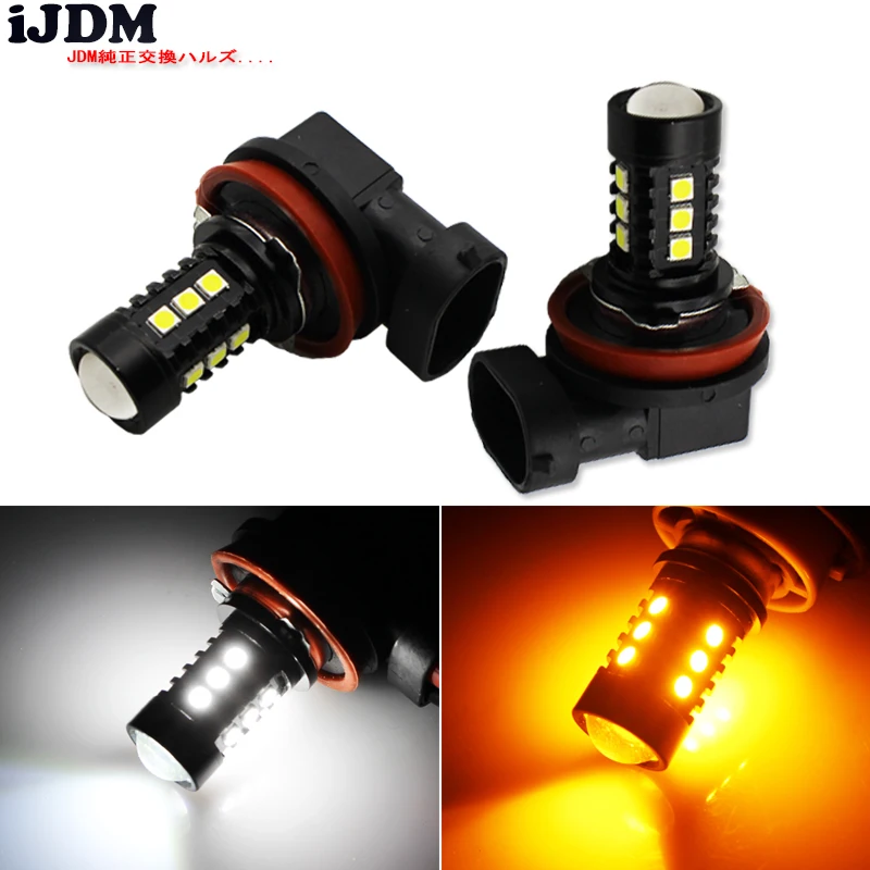

iJDM 6000K White 15-SMD-3030 Powered by LED H8 H11 H9 LED Bulbs For Fog Lights or Daytime Running Lights,H11 led Amber Yellow