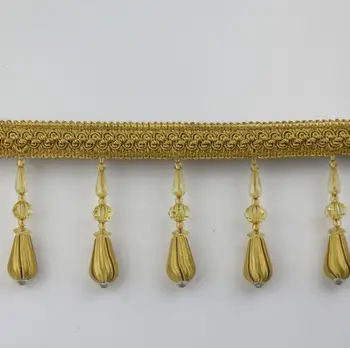

12M Crystal Bead Tassel Pendant Hanging Lace Trim Ribbon For Window Curtains Wedding Party Decorate Apparel Sewing DIY