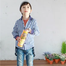 Girl Boy Blouse Autumn Clothes Striped Shirt Baby Girls Clothing Boys Long Sleeves Top Blue Number Printed Shirt Kids Clothes