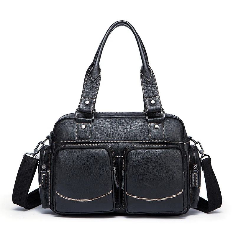 

Vintage Men Bags 100% Genuine Leather Bag Business Bag Black / Brown Briefcase Portfolio Real Leather Men Messenger Bags