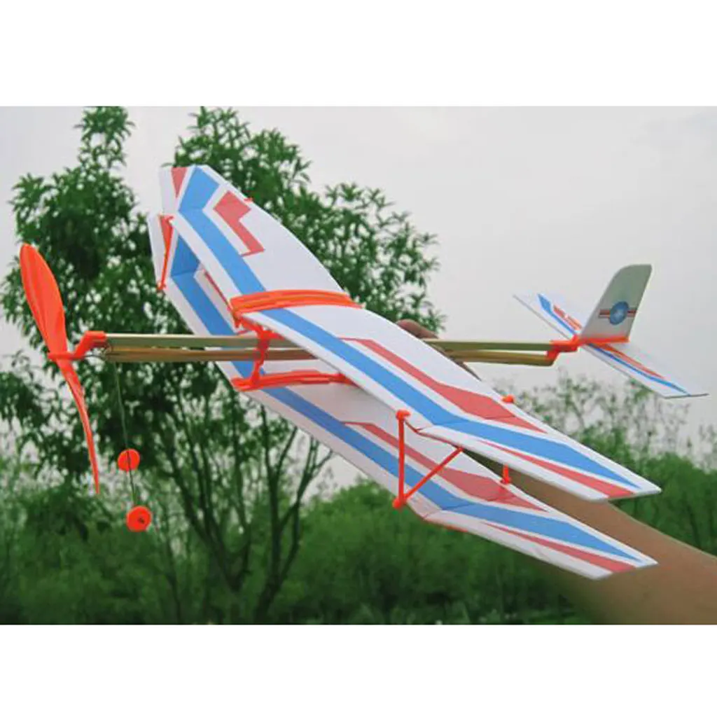 Assembly Airplane Aircraft Launched Powered By Rubber Band for Flying Performance Children Outdoor Funny Toy Children's Gift