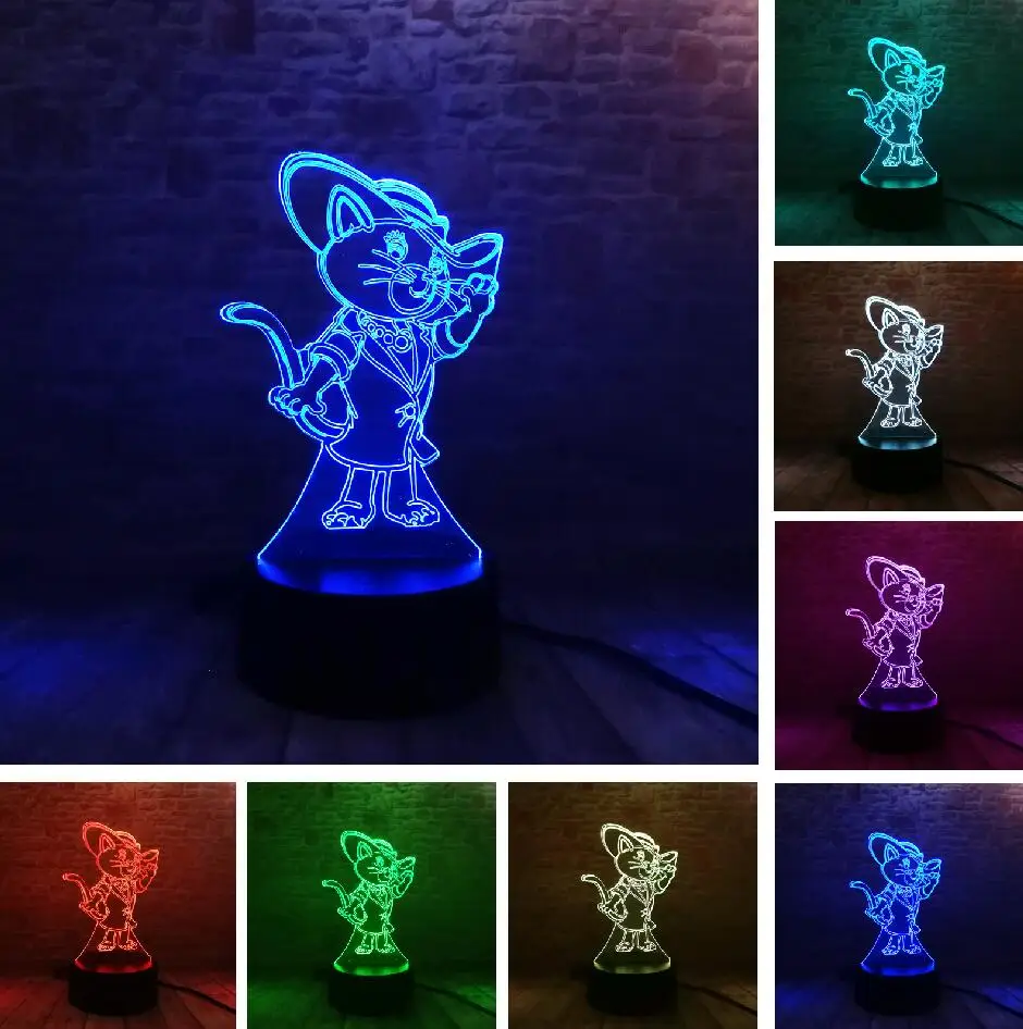 Горячая 3D Benumbed Cat 7 цветов меняющийся светодиодный ночной Светильник Иллюзия настольная лампа спальня детская для малышей домашний декор Best Friend& праздничный подарок - Испускаемый цвет: Touch 7 Color