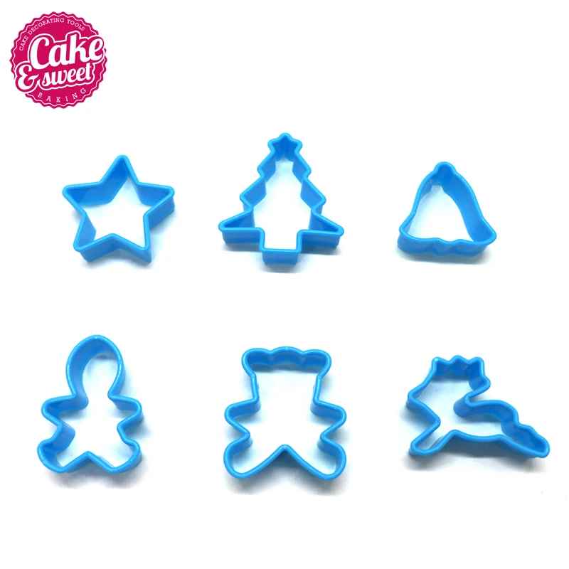 

6pcs/set Animal Trees Shape Plastic Christmas Cookie Cutters Molds DIY Biscuit Baking Decorating Tools