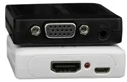 VGA 60 мм, Mini HDMI VGA + R/L конвертер (пластиковый корпус), с источника питания