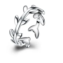 New 925 Stamped Fish Skeleton Shape Ring Silver Color Plating Open Finger Ring Nice ACC Jewelry for Women Friend Christmas Gift