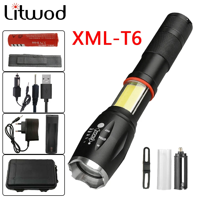 

Litwod Z90- New High Power Flashlight XM-L2 U3 T6 LED Flashlight torch lanterna Bike Self defense camping light lamp for bicycle