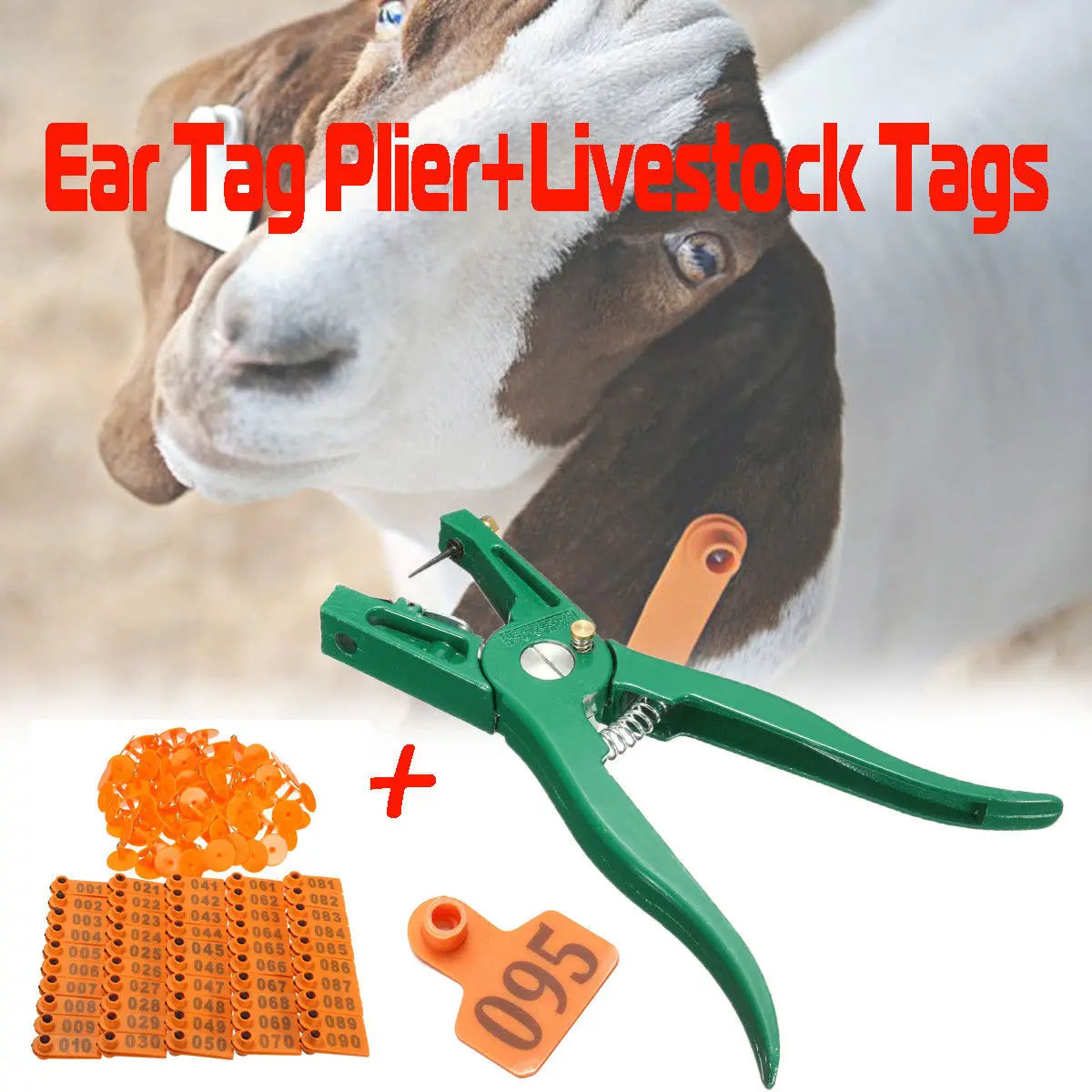 

Set Tagger Alloy Monitor Tag Plier Livestock Goat Sheep Ear Animal ID Labels Marking Applicator Useful Durable