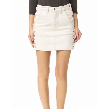 

Casual American Street Wear Solid Mini A-line Skirt Side Drawstring Lace Up Design Casual Sexy Soli A-line MIni Skirt
