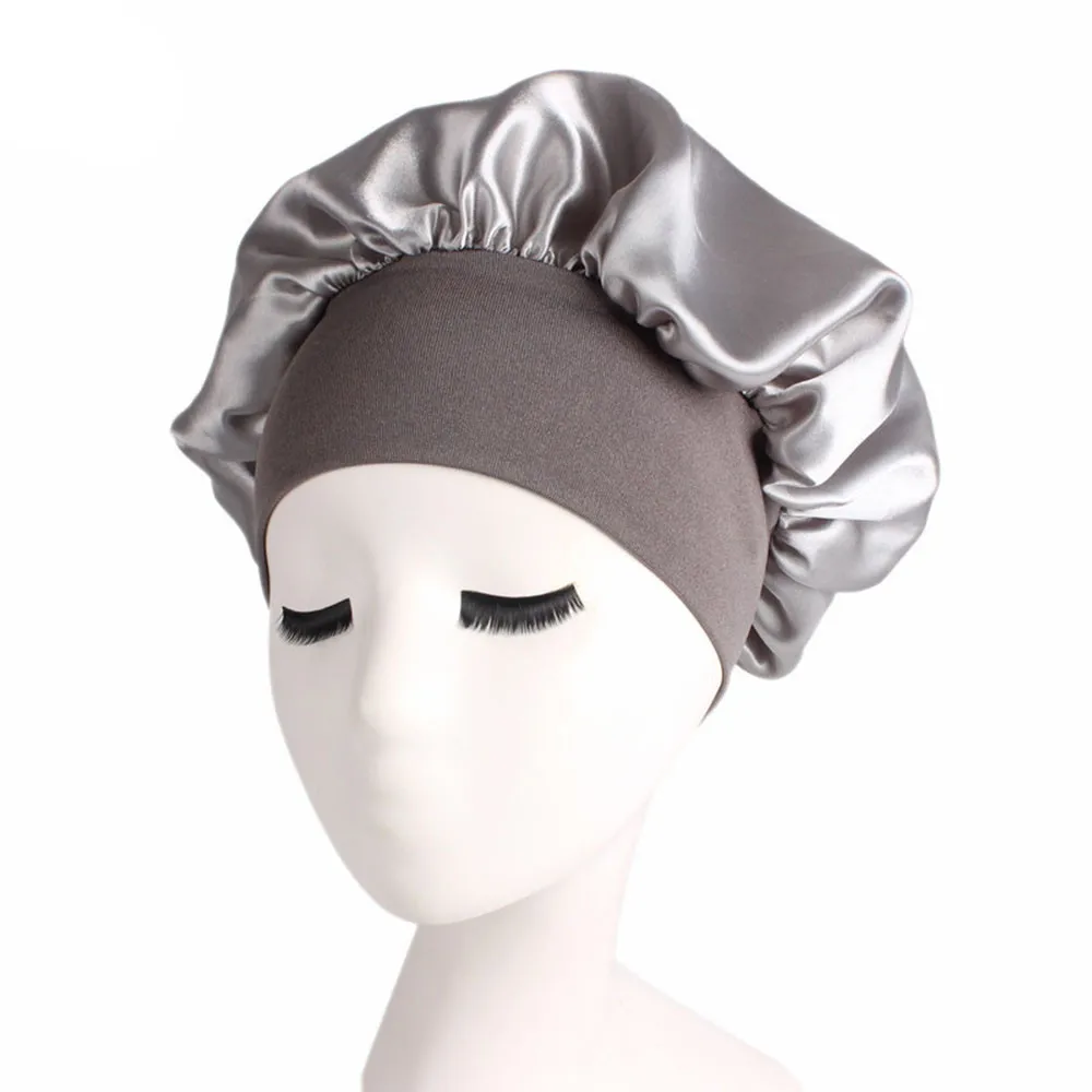 

Women's Satin Solid Wide-brimmed Hair Band Sleep Cap Chemotherapy Hat Hair Cap Fashion Luxury Casual Hat Gift 2019