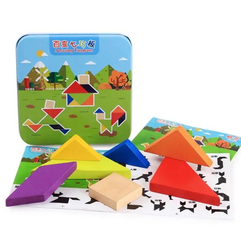 Новый деревянный пазл игрушки для детей; из дерева с закругленными углами игровая консоль «тетрис» обучающая развивающая игрушка