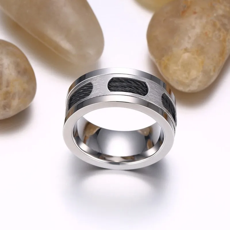 ZORCVENS 10 мм нержавеющая сталь для мужчин кабель провода инкрустированные кольцо Высокое качество Вечерние ювелирные изделия