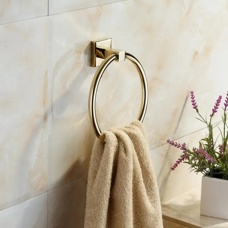 Towel Ring Total Brass Gold Bathroom Towel Ring Hanger Storage Shelf