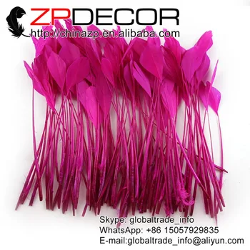 

ZPDECOR 200pcs/lot 15-20 cm(6-8inch) Premium Fuchsia Dyed Stripped Goose Tail Feathers For Carnival Featival Decoration