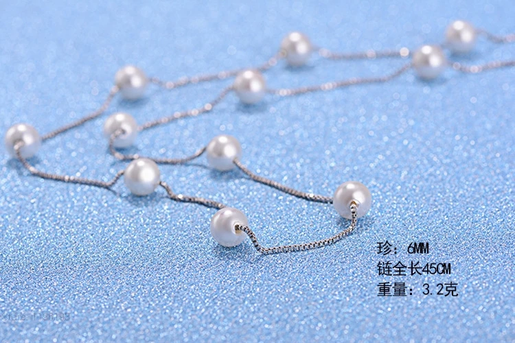 Настоящее серебро 925 проба ожерелье цепь 6-7 мм натуральные пресноводные ювелирные изделия из жемчуга для женщин подарок