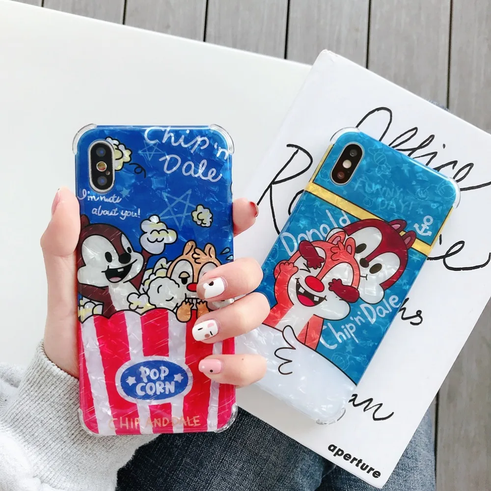 Soft Glitter Conch Shell For iPhone 6 6s 7 8 Plus X XR XS Max Case Four-corner anti-fall Cover Cartoon Marble Capa |