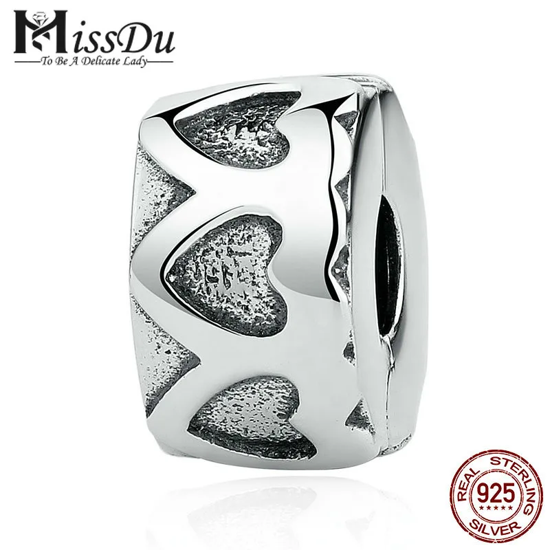 

Fashion 925 Sterling Silver Row Of Hearts Romantic Love Clip Charms fit Bangles & Bracelets Women DIY Accessories PSC033