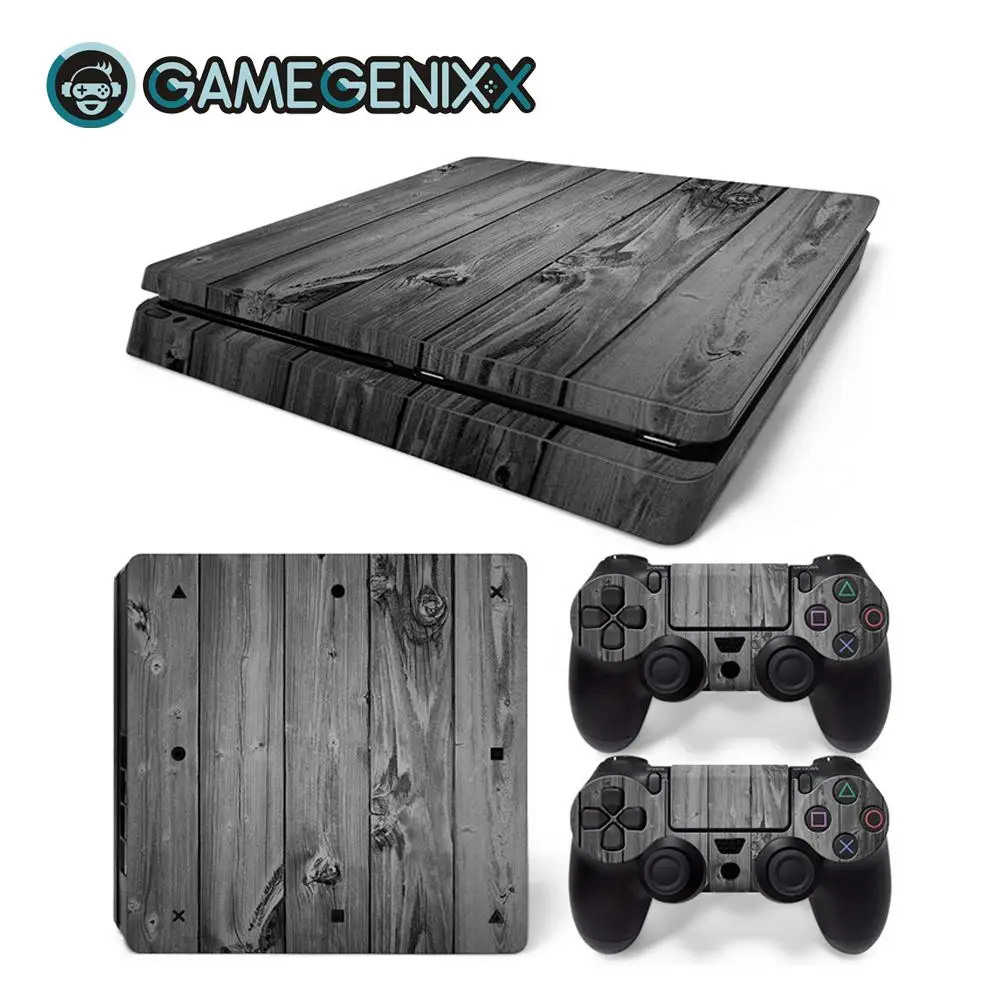 

GAMEGENIXX Skin Sticker Protective Decal Removable Cover for PS4 Slim Console and 2 Controllers - Wood Grain