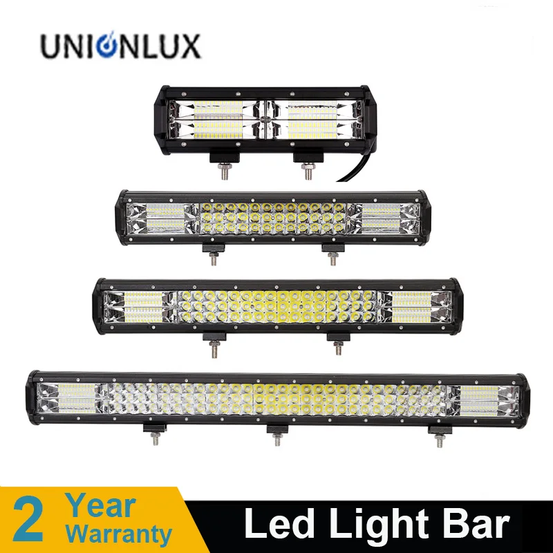 

5" 12'' 20'' 26'' 32'' Straight Tri-Row LED Light Bar Combo Beam Offroad Work Light 4WD 4x4 LED Bar Camper Trailer ATV