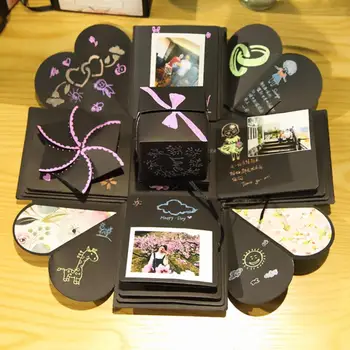 

Surprise Explosion Box DIY Scrapbook Photo Album For Valentine's Wedding Gift with Accessories