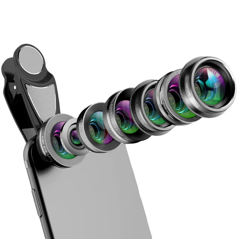 

Phone Camera Lens,7 In 1 Cell Phone Lens Kit For Iphone And Android, Fish Eye Wide Angle Macro Lens Cpl Kaleidoscope And 2X Te