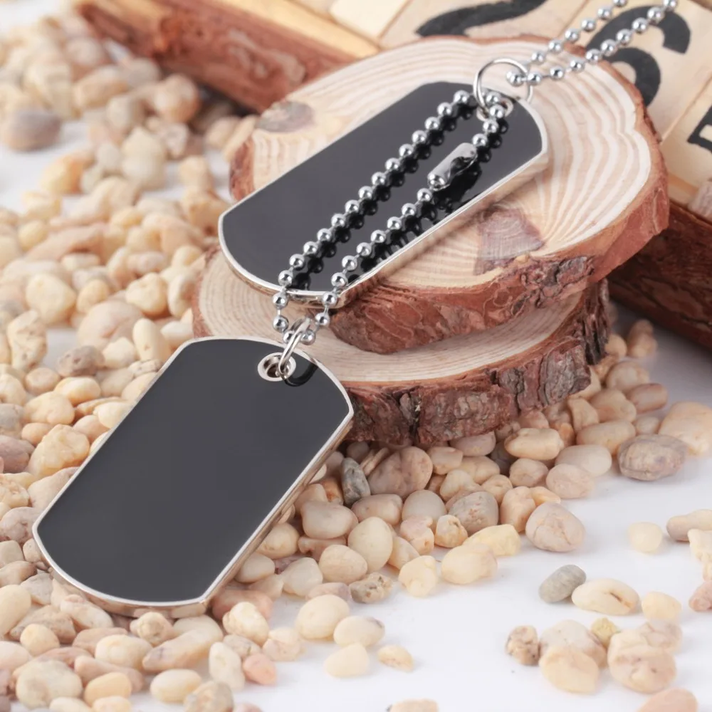 GENBLOLI Military Black Necklace Pendant Male Army Style Necklace Chain