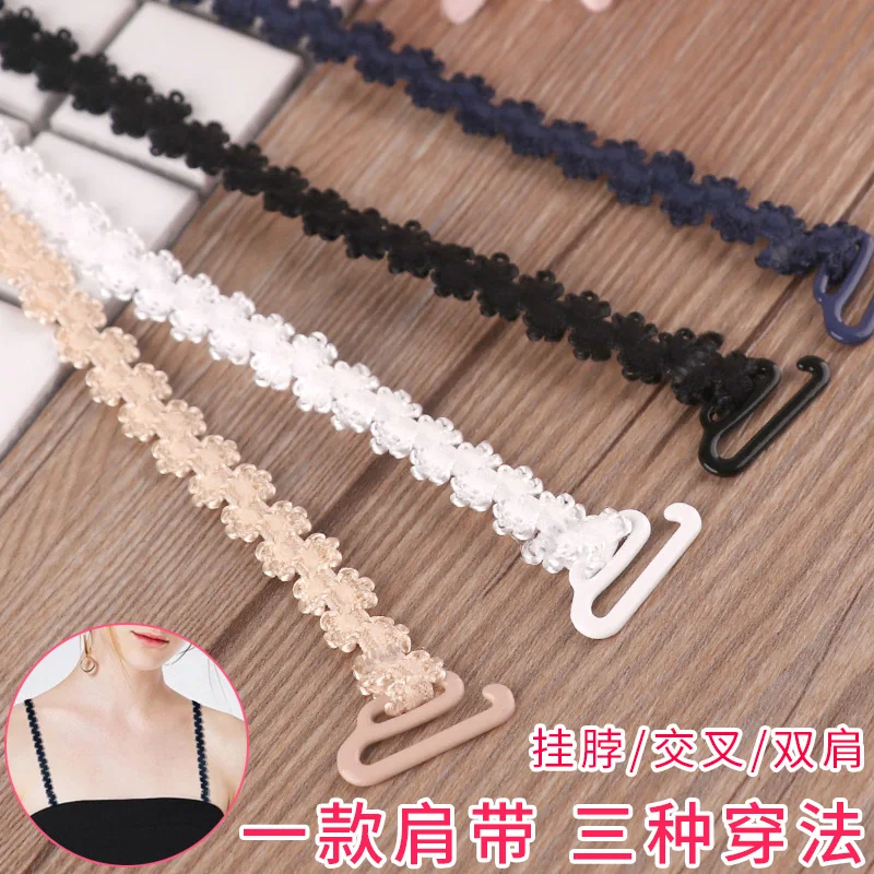 

Sakura of love beauty crown lace lace shoulder straps cross hanging back neck joker decorate bra thin belt hook
