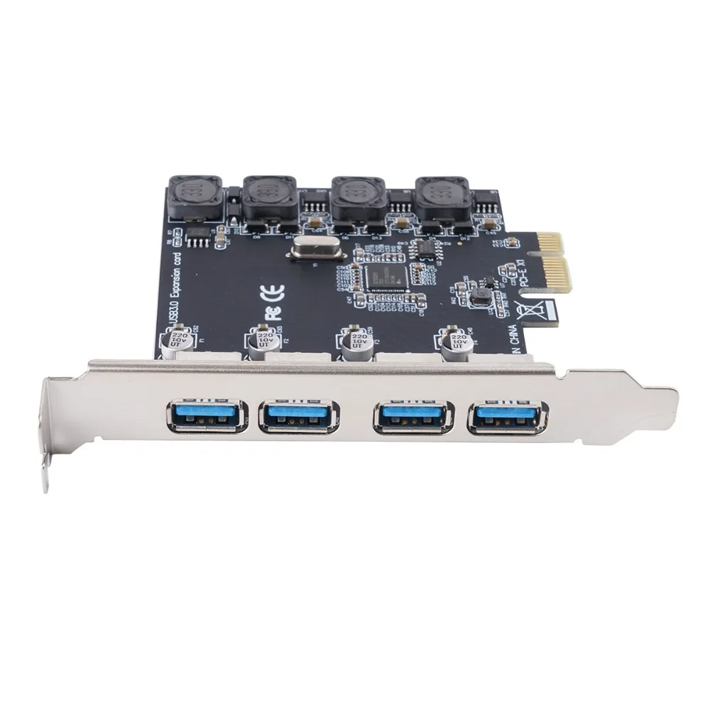Koop ORICO USB 3.0 PCI E Express card 4 Port Super Speed 5Gbps PCI E Uitbreidingskaart Adapter Voor Desktop PC Computer componenten Win10