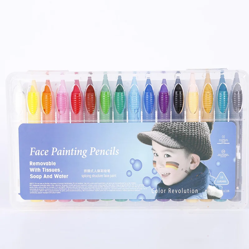 

16 Colors Face Painting Pencils Splicing Structure Face Paint Crayon Christmas Body Painting Pen Stick For Children Party Makeup