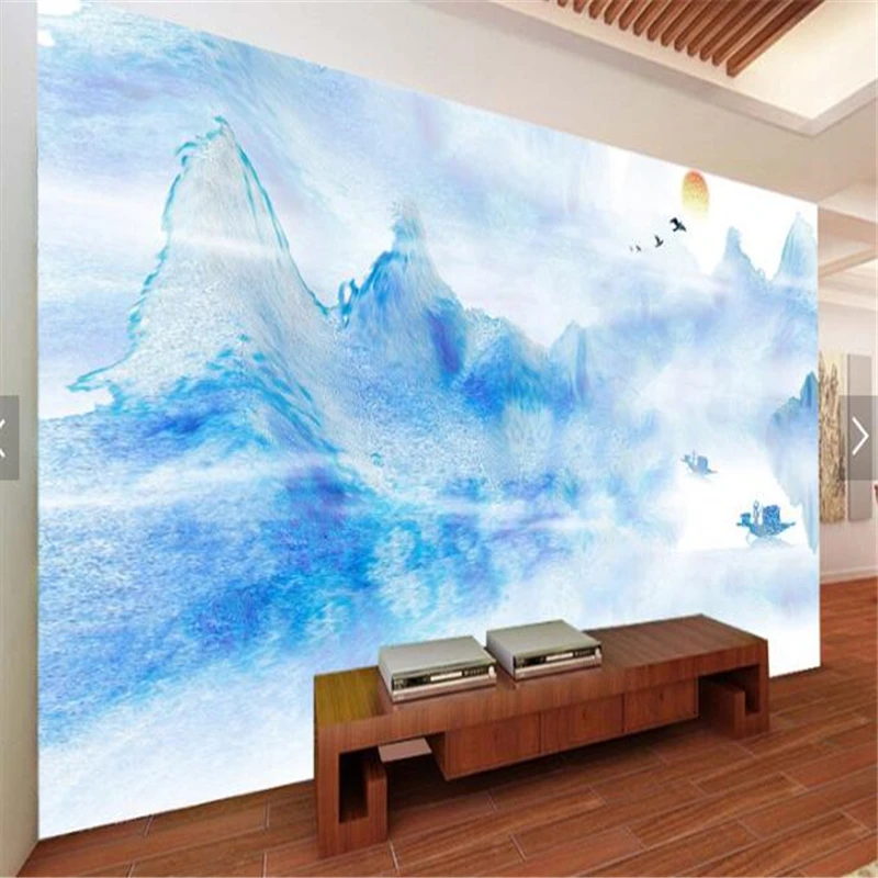 

beibehang Custom wallpaper sold by square meter width and height calculation new Chinese abstract ink landscape wall background
