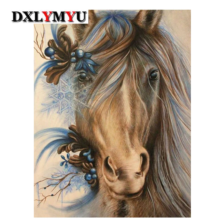 

DIY Crafts 5D Diamond Painting Cross Stitch Kits Full Diamond Embroidery Mosaic Picture Horse Pattern Square Rhinestone