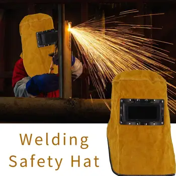 

Flip The Double-layer Lens Leather Welding Helmet Mask Lens Breathable Automatic Light Welder Security Protection Hood Helmet