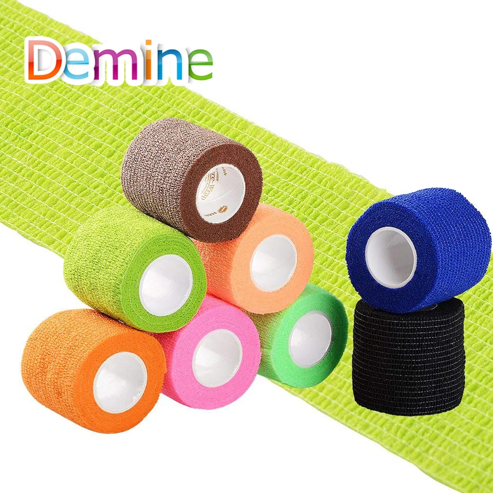 

Demine Elastic Waterproof Exercise Wrap Bandage Tape Sticker Sport Muscle Care Medical for Pets Medical Therapeutic Rolls Insert