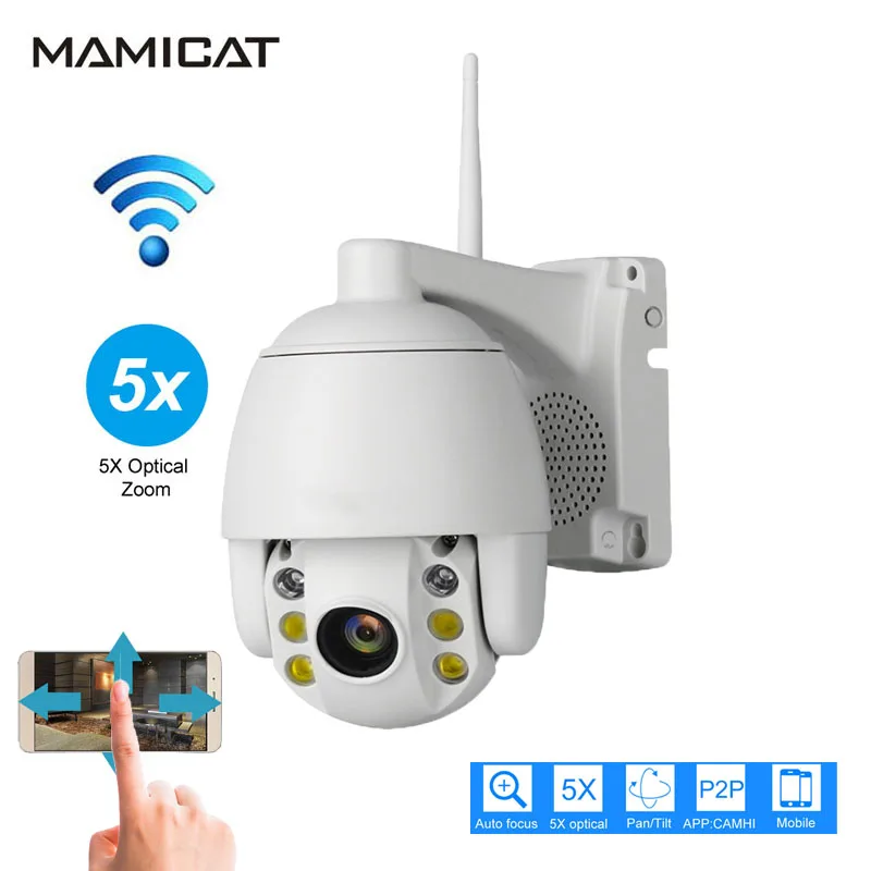 Мини ip камера WIFI PTZ 5X Zoom 1080P HD 2MP беспроводная безопасность наружная скоростная