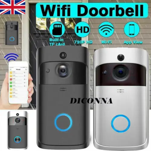 

Wireless Ring Video Doorbell WiFi Security Phone Bell Intercom 720P Intercom