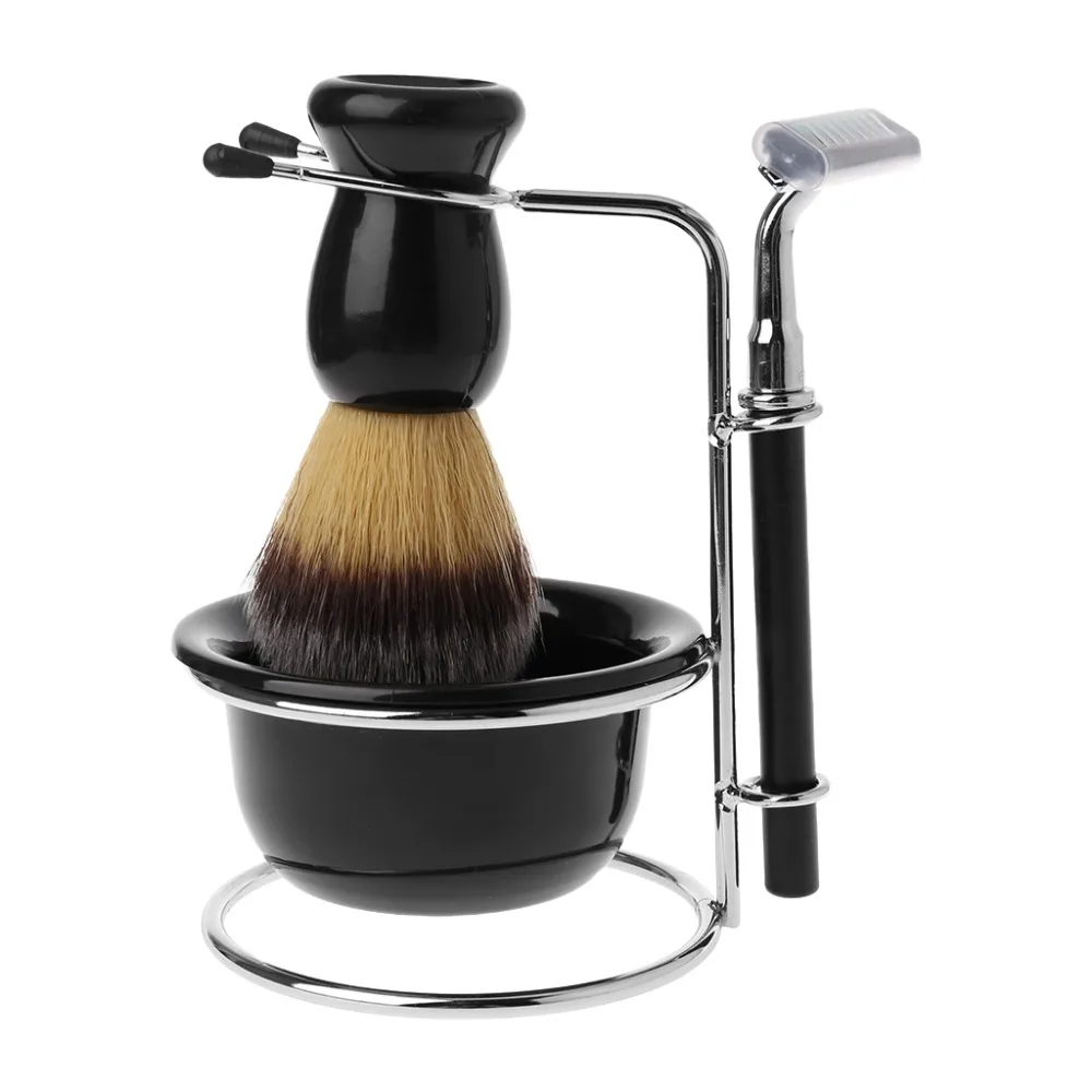

4 in 1 Men Manual Razor Set Stainess Steel Stand Shaving Beard Razor Brush Bowl