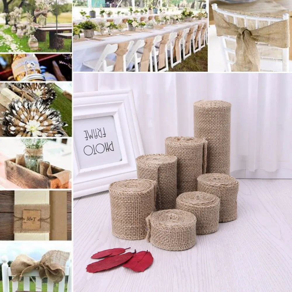 Natural Rustic Wedding Birthday Bridal Cake Decoration Hessian Burlap Ribbon