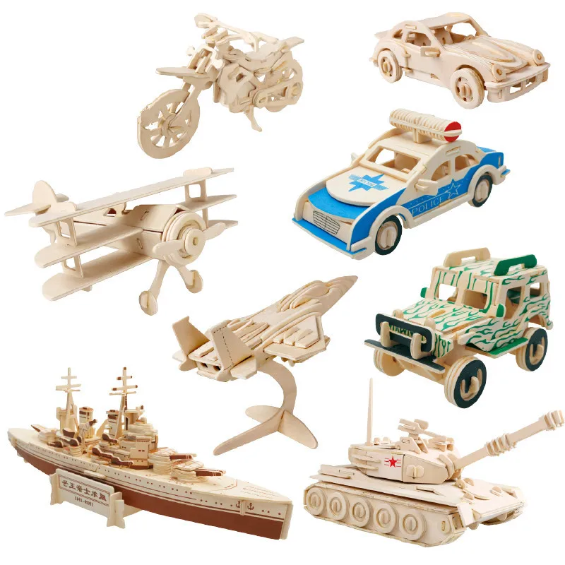 

Baby Toys Lion/Jeep Animal/ Vehicle 3D Puzzle Model Building Kits Wooden Toys Family Game Educational Gift