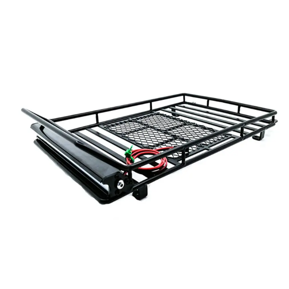 

NewMetal Roof Rack Luggage Carrier With LED Spotlight Bar For 1/10 RC Crawler Car Traxxas TRX4 Axial Scx10 RC4WD CC01 TF2