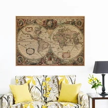 Mapa del mundo Retro Vintage adornos de pared de papel pegatinas de pared decoración para el hogar palabra arte mapa calcomanías de vinilo extraíbles 72x51,5 cm CP0629