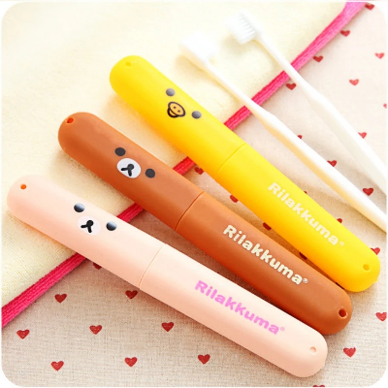 1 قطعة جديد الكرتون Rilakkuma بطة المحمولة فارغة فرشاة أسنان مربع السفر مكافحة الغبار تخزين صناديق اكسسوارات للحمام F2438