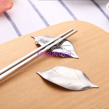 

300pcs/lot 304 Stainless Steel Chopsticks Holder Stand Leaf Shape Chopstick Rest Rack Art Craft Table Decor