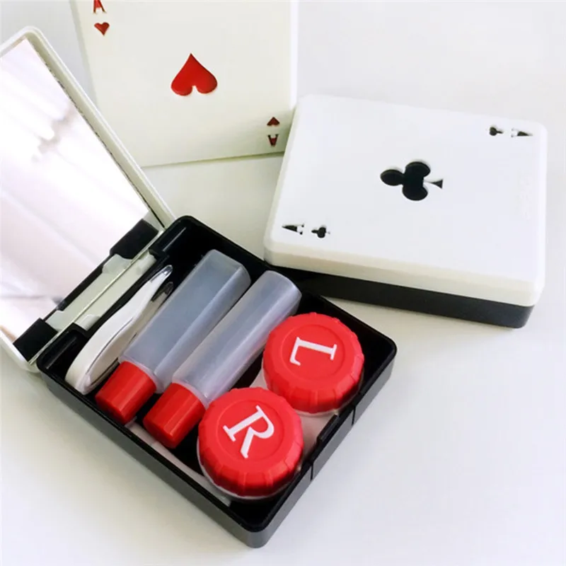 

Imixlot 1set Cute Poker Card Clubs Diamonds Hearts A Contact Lens Case for Lenses Container Box for Glasses Randomly Color