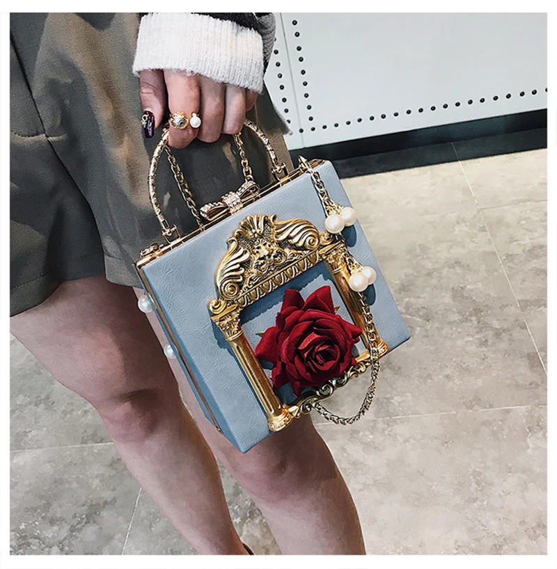 Embossed Flowers Women Handbags Luxury Rose Chain Lady Leather Shoulder Bag Evening Party Female Travel Crossbody SS3529 (12)