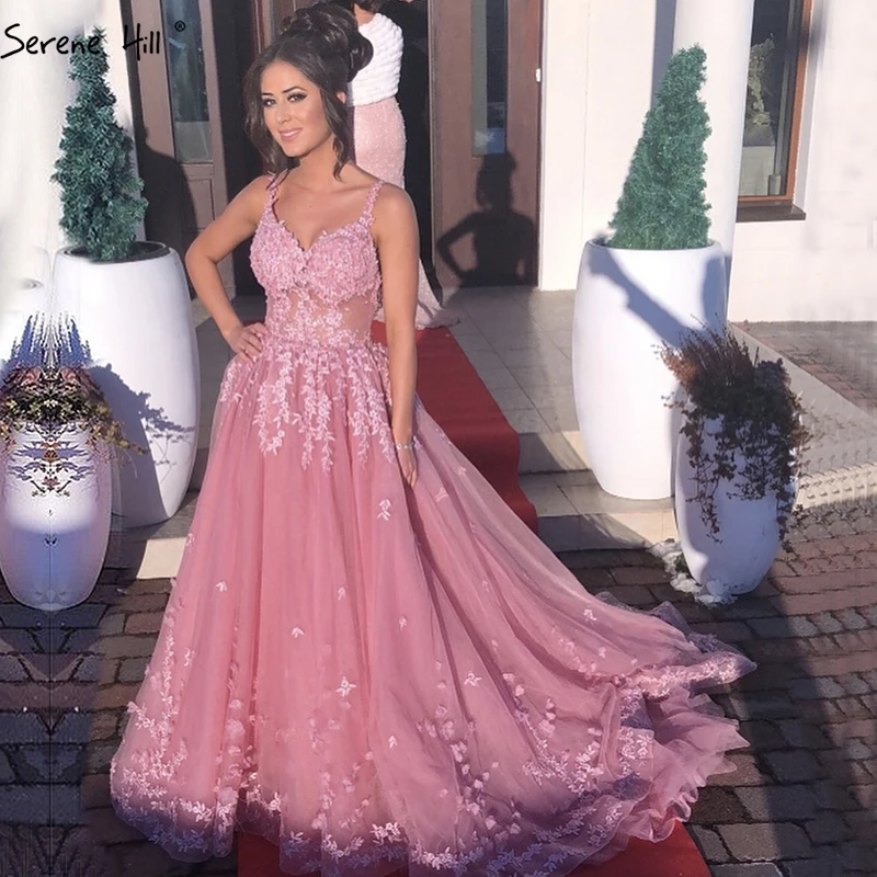 Розовый перспектива вечерние платья с низким вырезом на спине аппликации бисером и блестками для вечерние платья Serene Hill HA2161