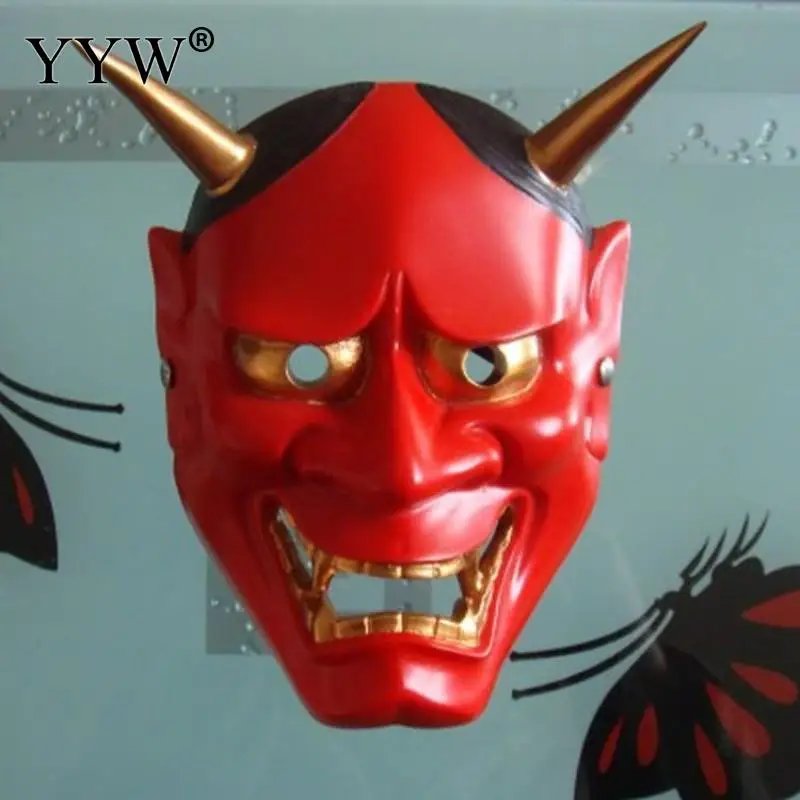 Vintage Japanese Buddhist Evil Hannya Grimace Mask Halloween Costume Horror Scary Masks For Easter Joke Party Masker Supplies - Цвет: red 285x200x110mm