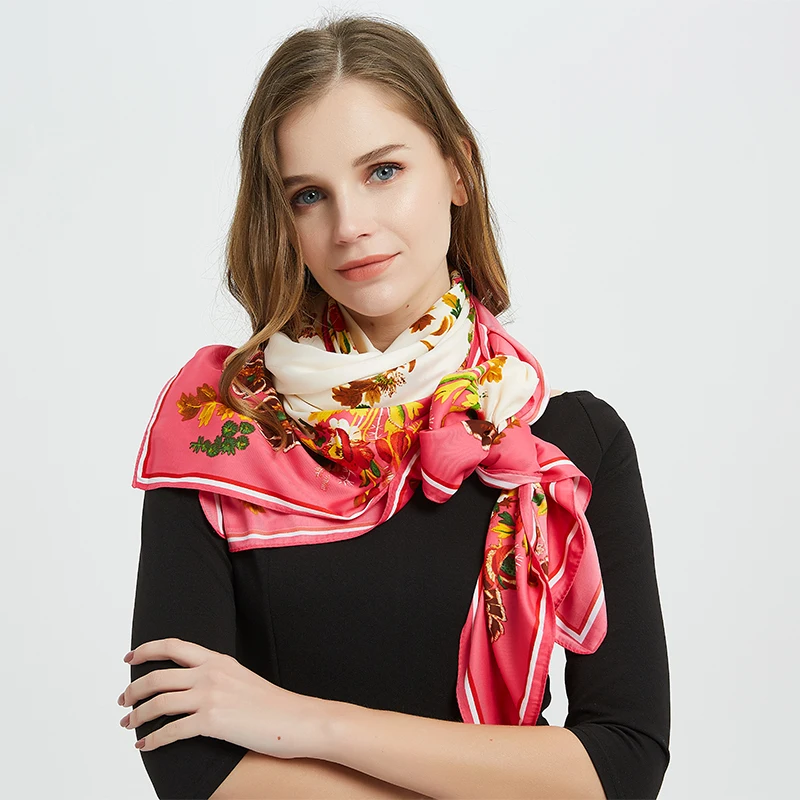  [FEILEDIS]2019 Brand bandana women silk scarf luxury scarves for ladies shawls big size handkerchie